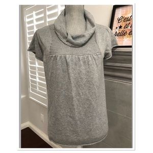 Short sleeve sweater with cowl neck